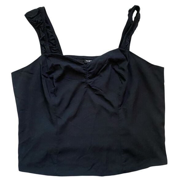 Torrid Black Squared Sweetheart Neckline Challis Smocked Tank - Picture 4 of 10